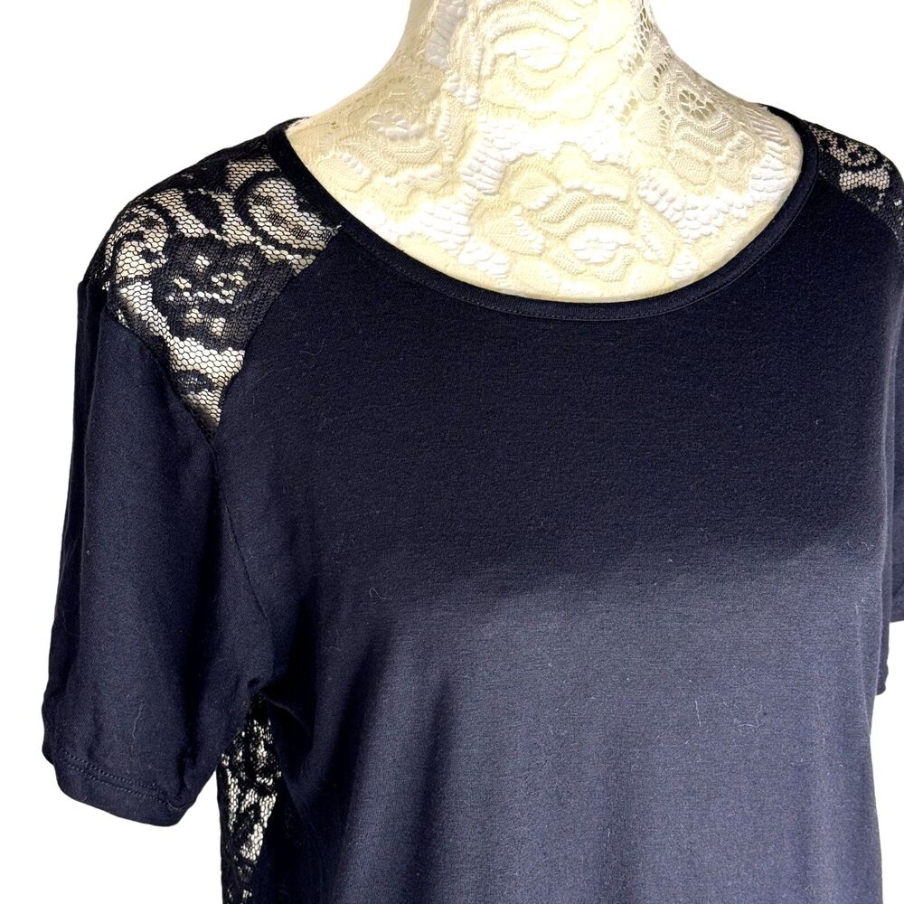Zara Lace Back Knit Top Blouse T Shirt Black M